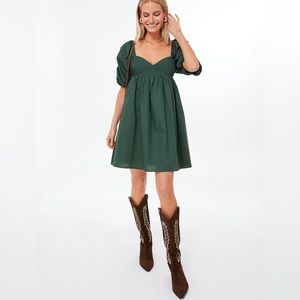 Hyacinth House Emerald Puff Sleeve Sasha Mini Dress NEW